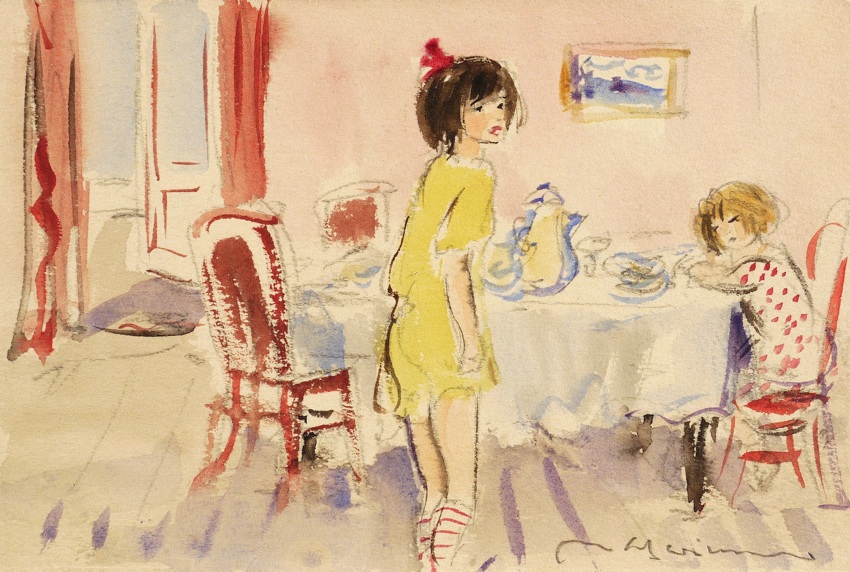 Max Schwimmer – „Kinder am Kaffeetisch (Gabriele und Francis)“