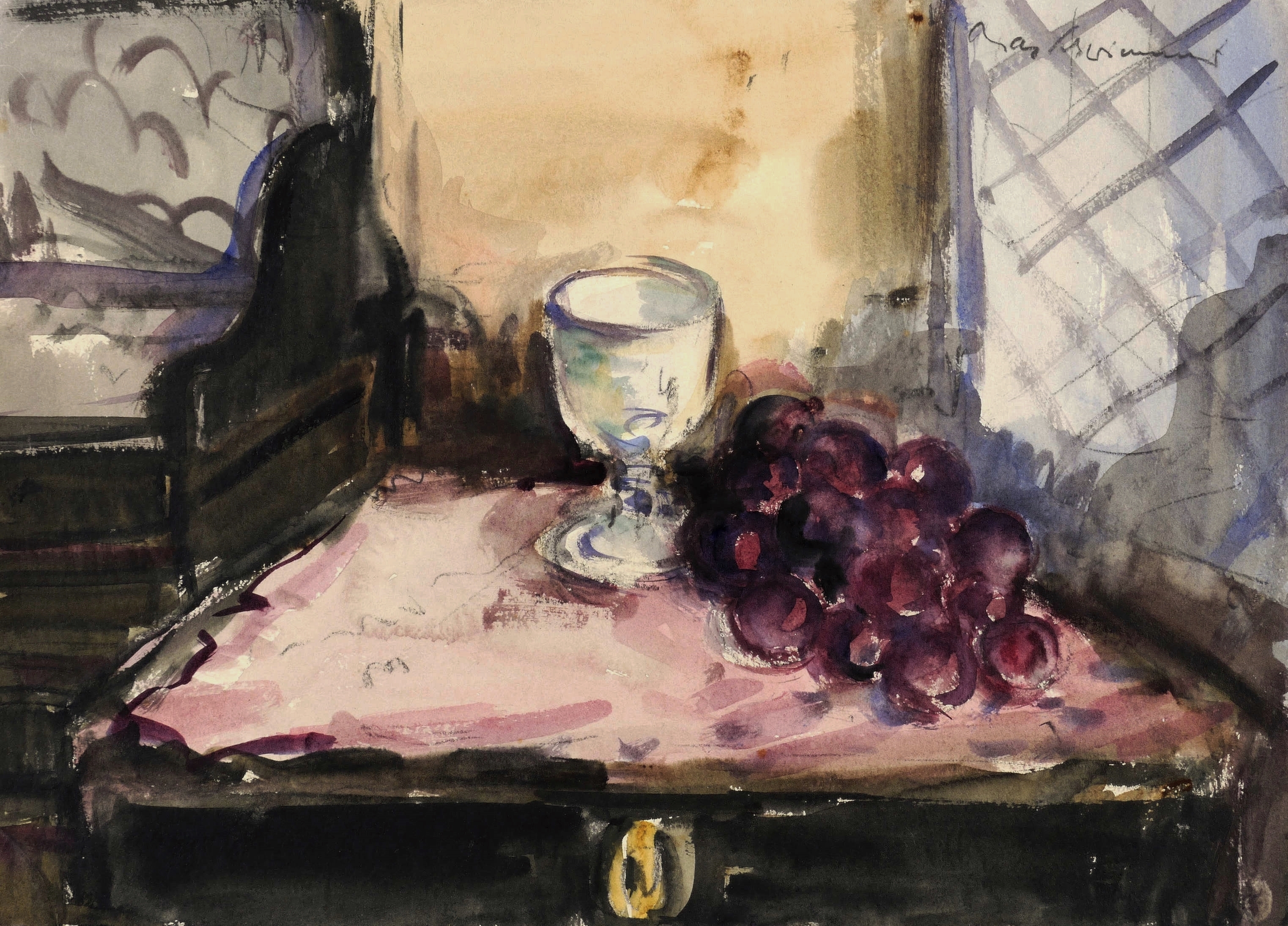 Max Schwimmer – „Stillleben mit Weintrauben und Glas“