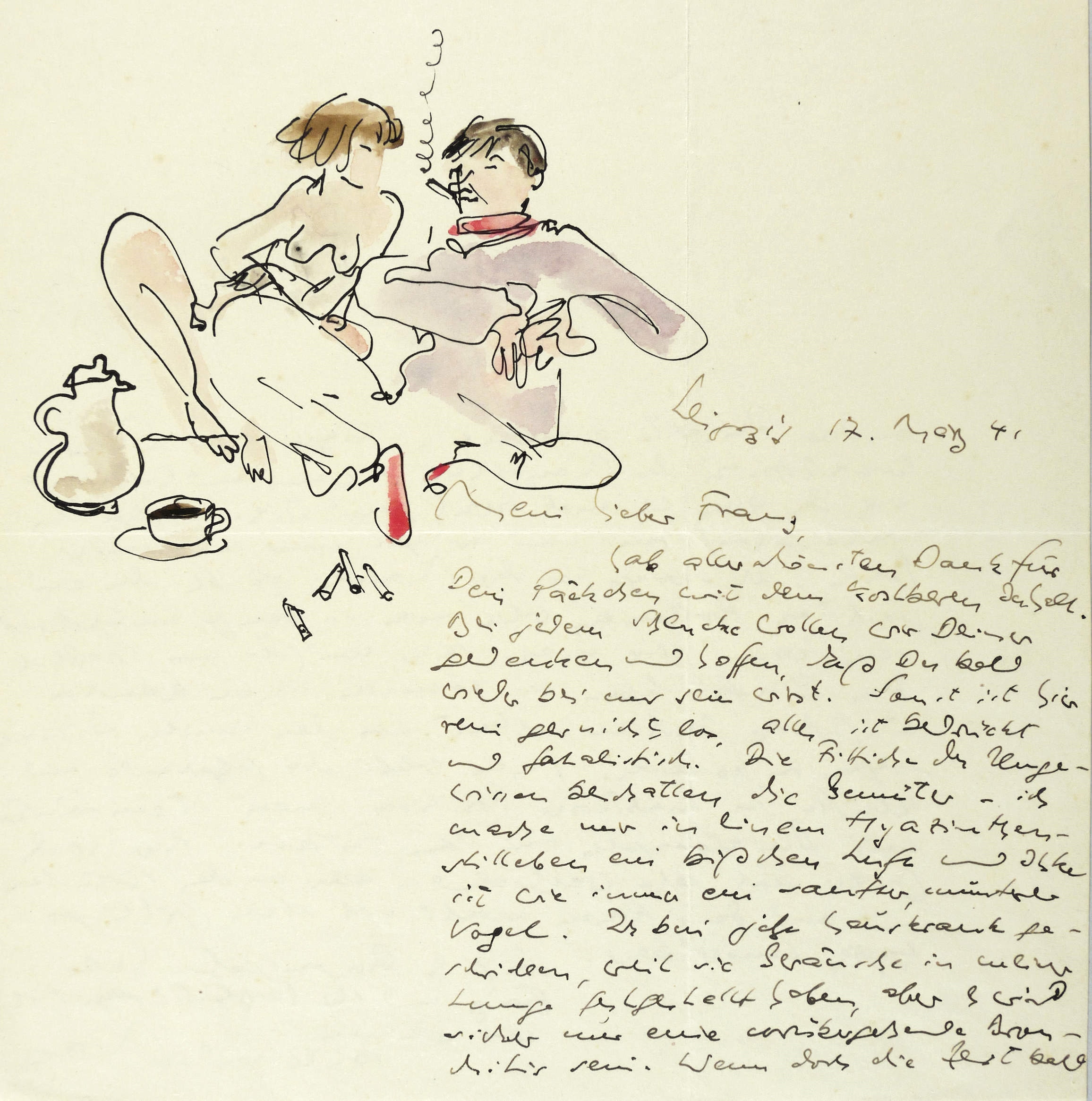 Max Schwimmer – „Maler mit Modell bei Kaffee und Zigaretten“