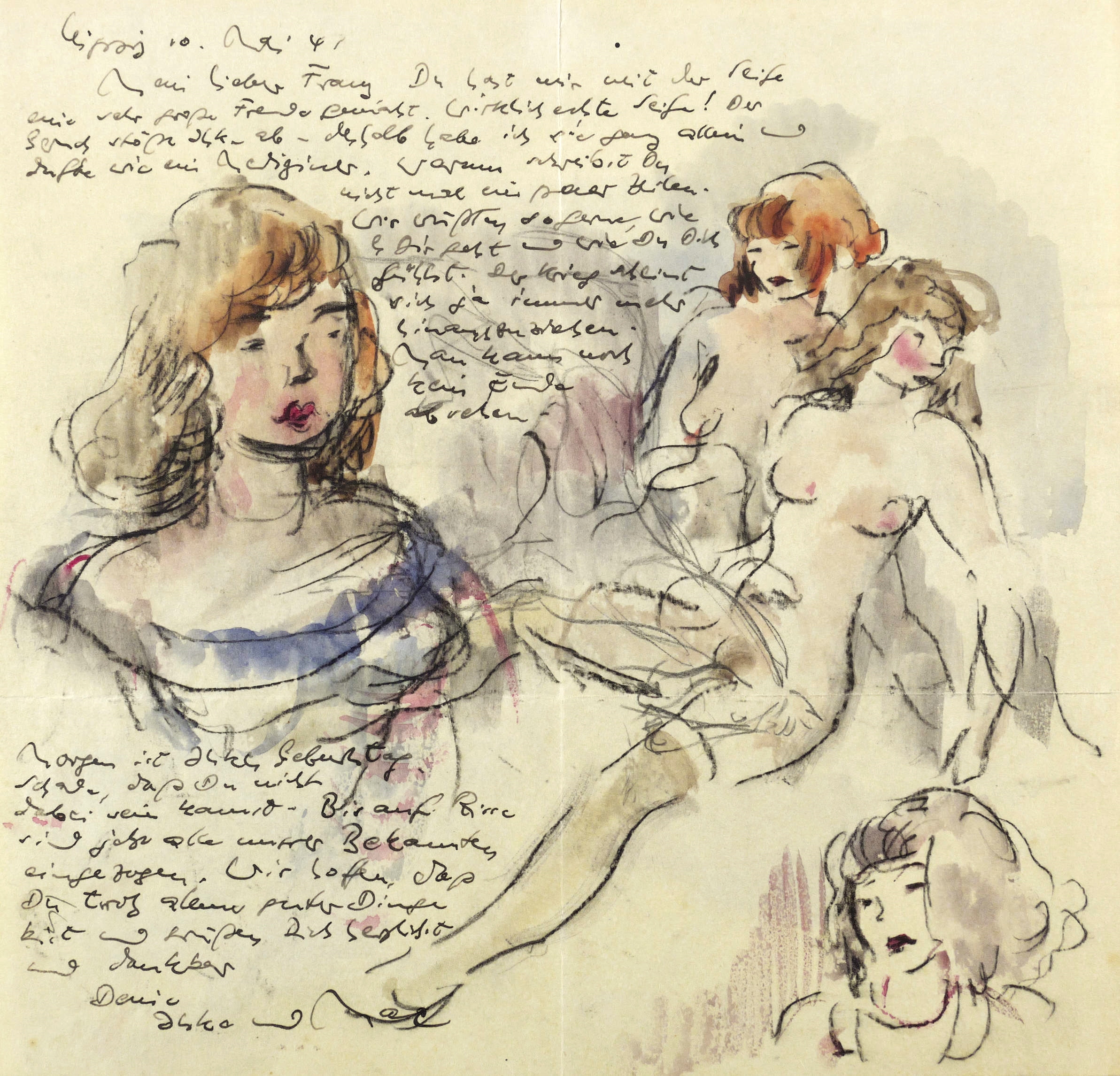 Max Schwimmer – „Mädchenbüste, Akte und andere Einfälle (Skizzenblatt)“