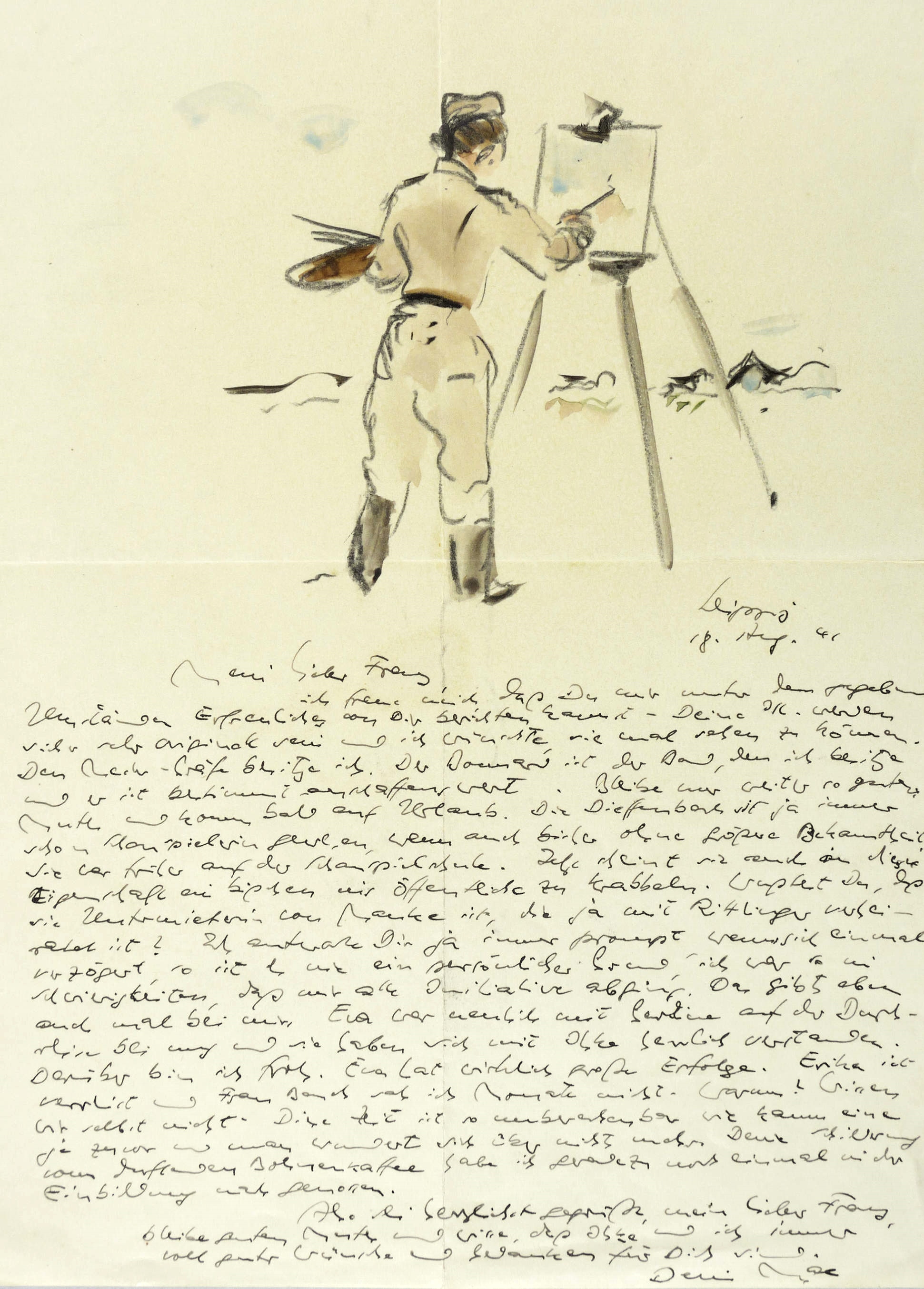 Max Schwimmer – „Maler als Soldat an der Staffelei (Franz Schwimmer)“