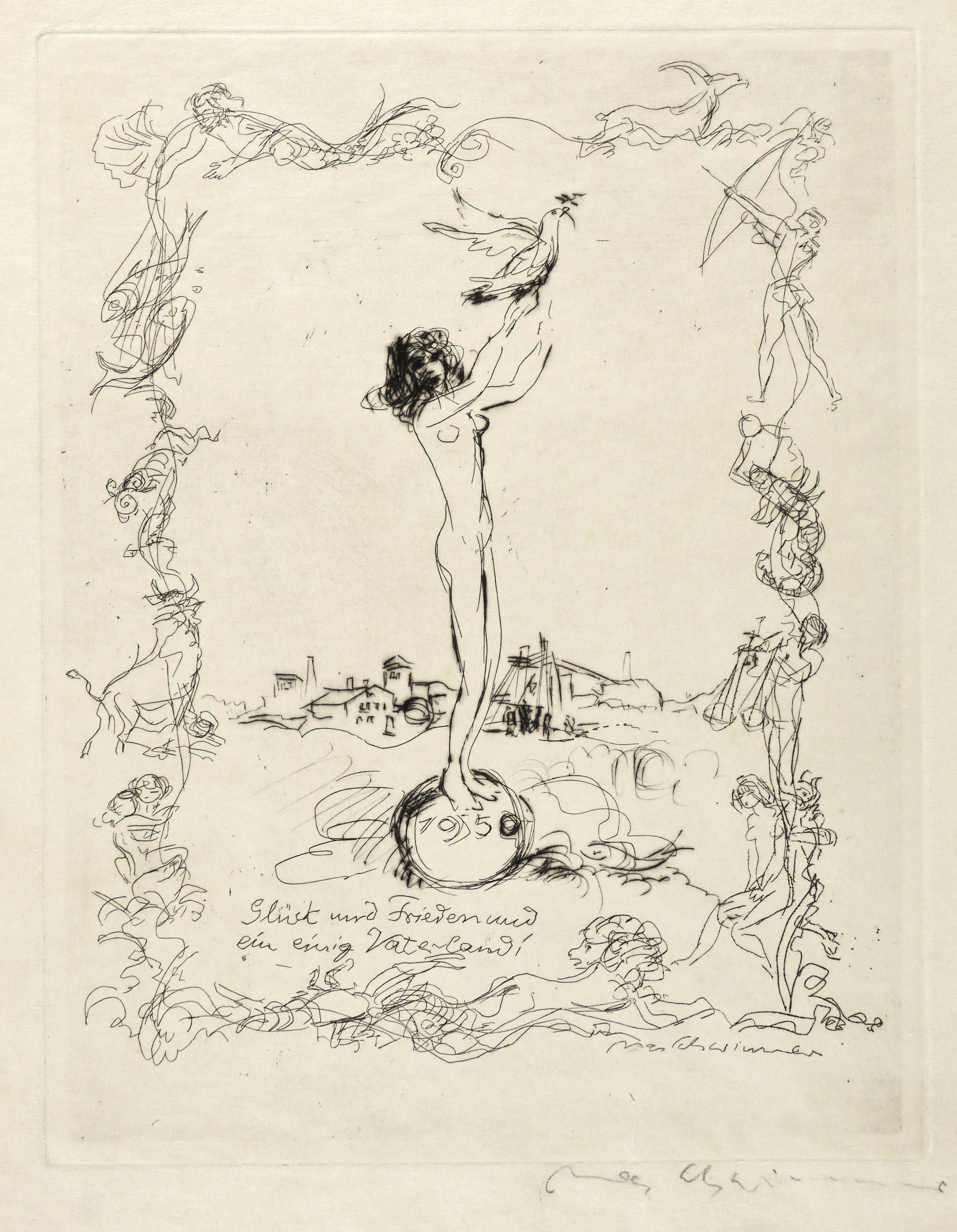 Mädchenakt mit Friedenstaube (Fortuna)