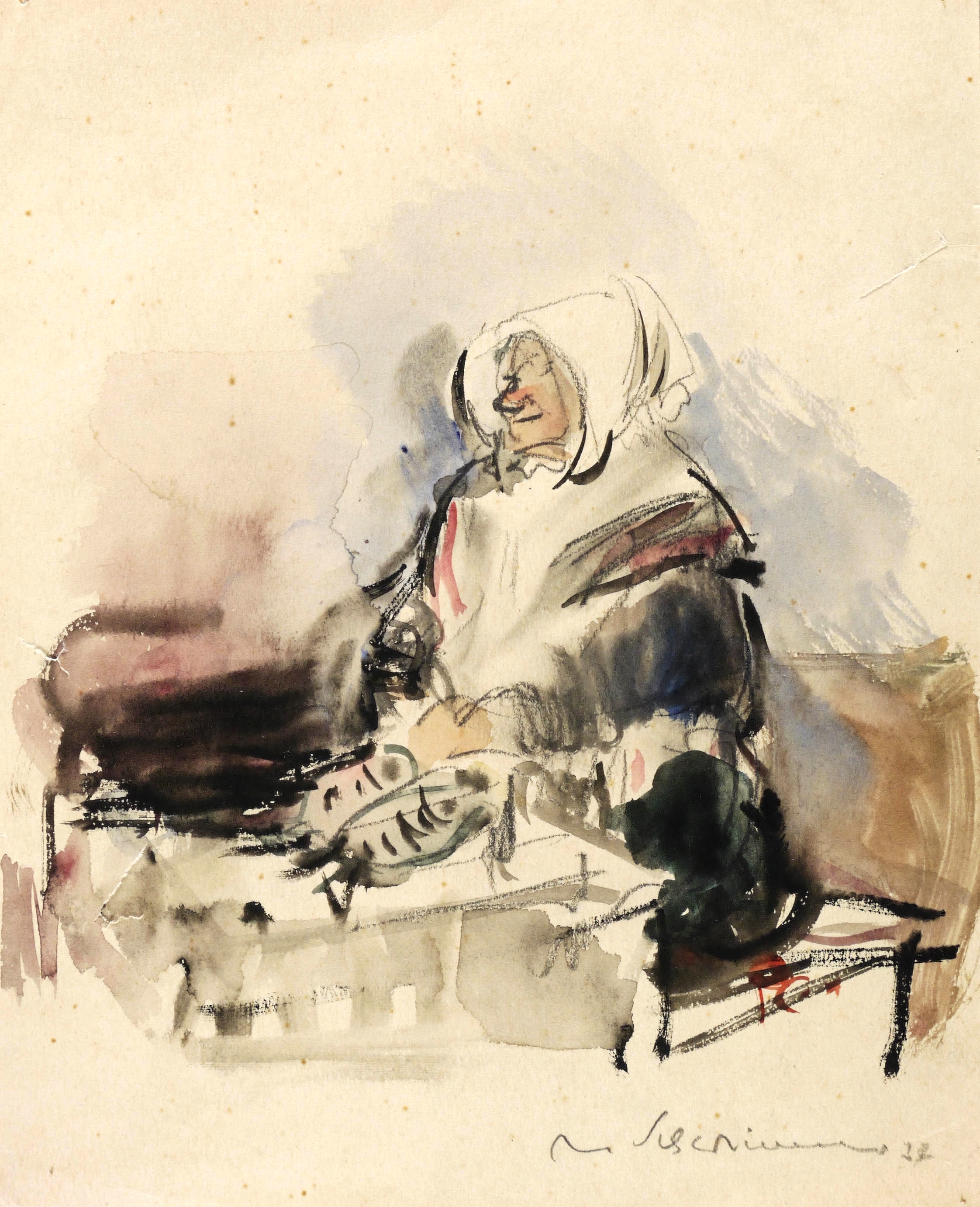 Max Schwimmer, Alte Fischverkäuferin, 1934