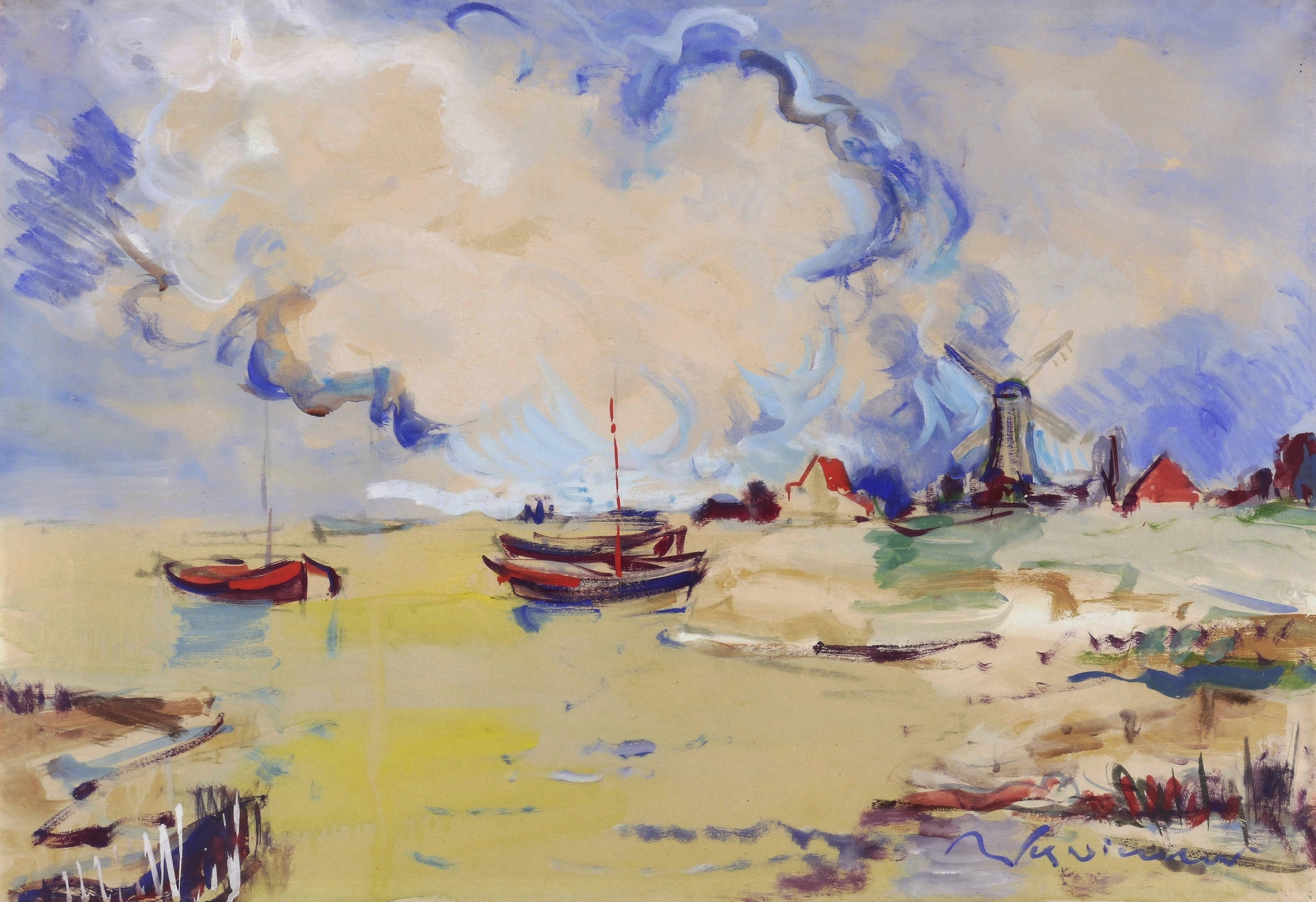 Ostseehafen mit Windmühle