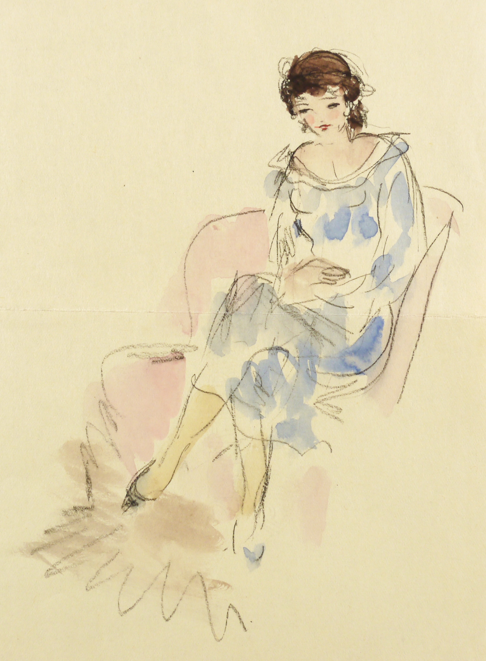 Dame in rosafarbenem Sessel