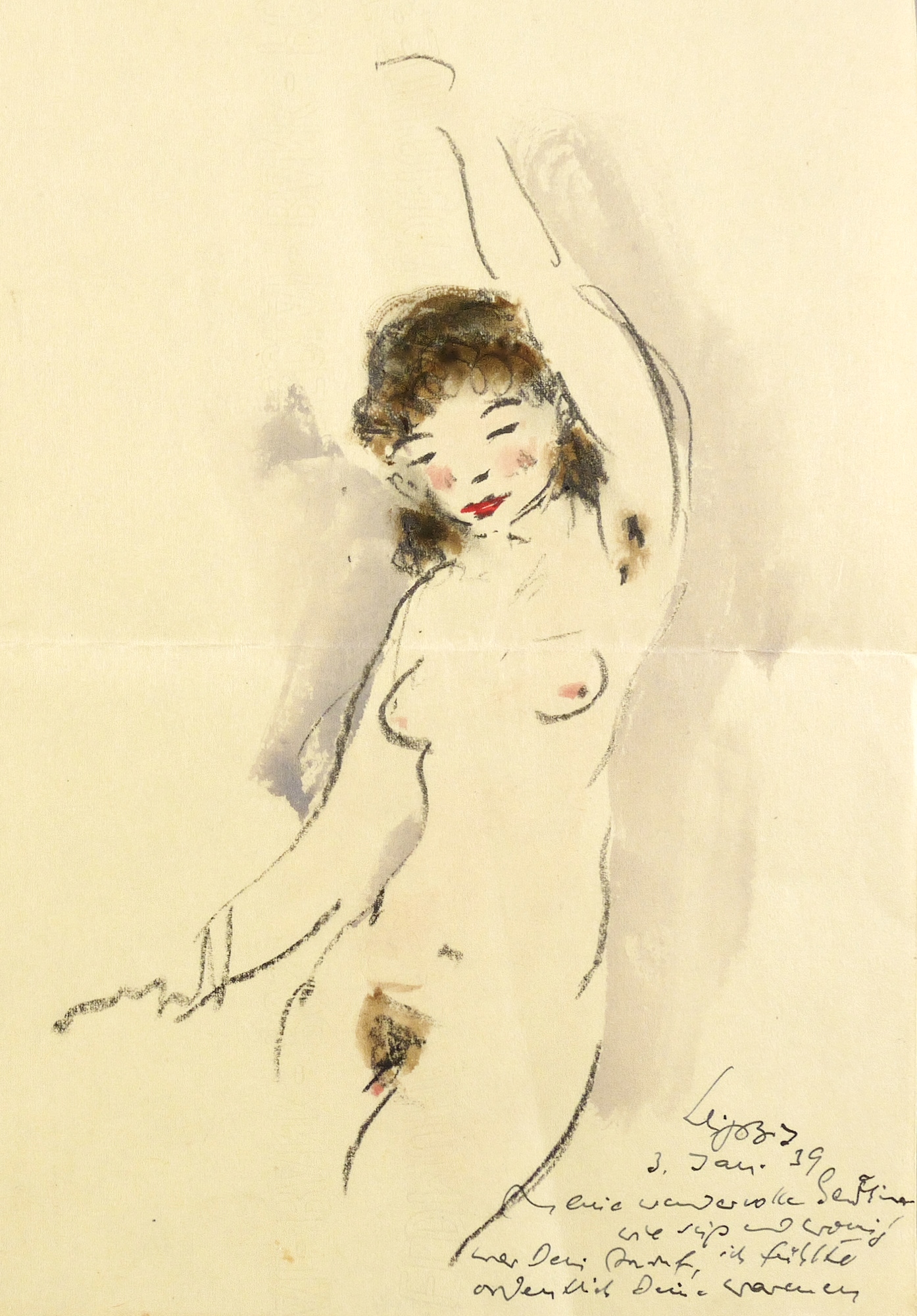 Akt mit erhobenem Arm