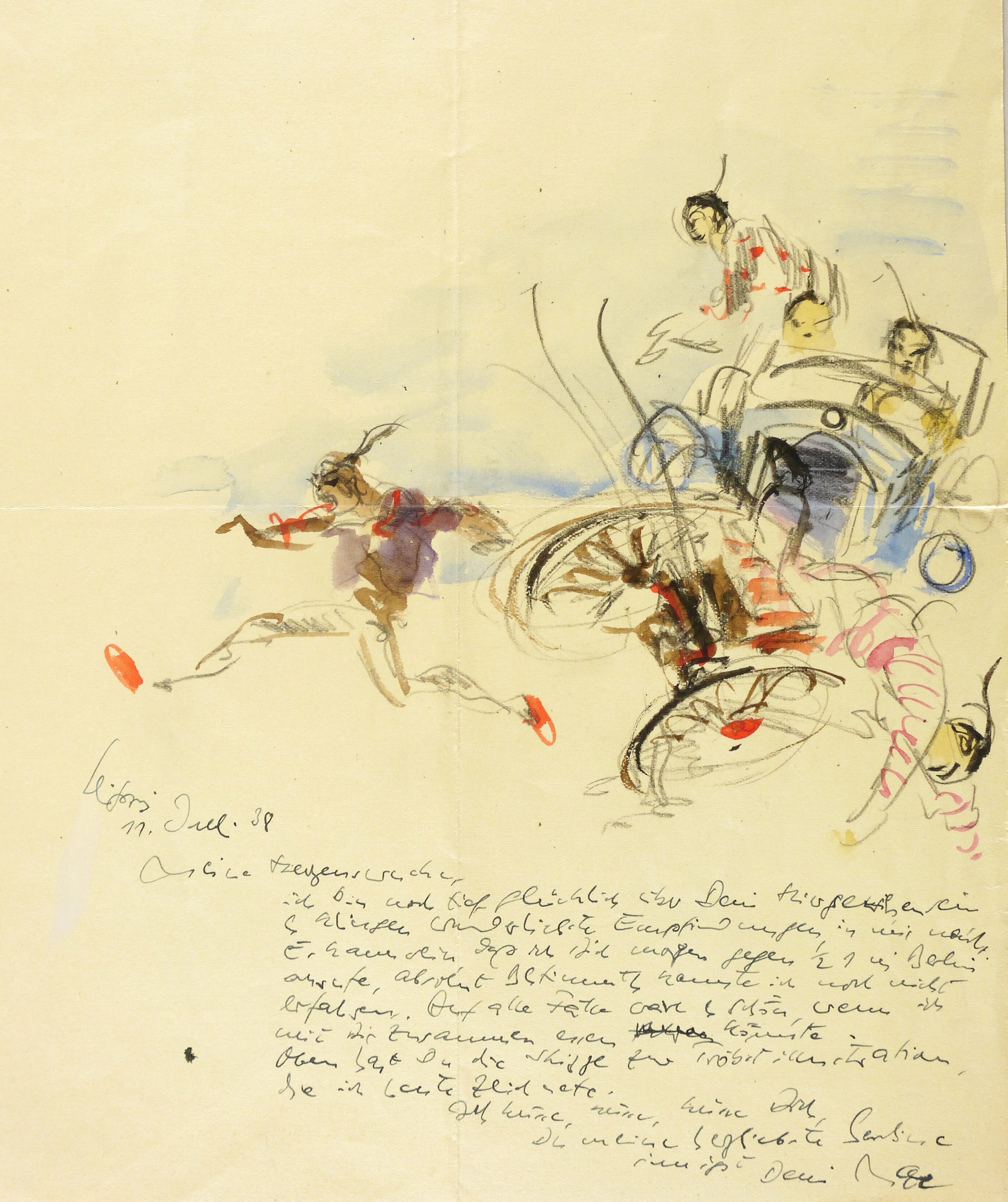 Verkehrsunfall mit Chinesen (Automobil und Rikscha)