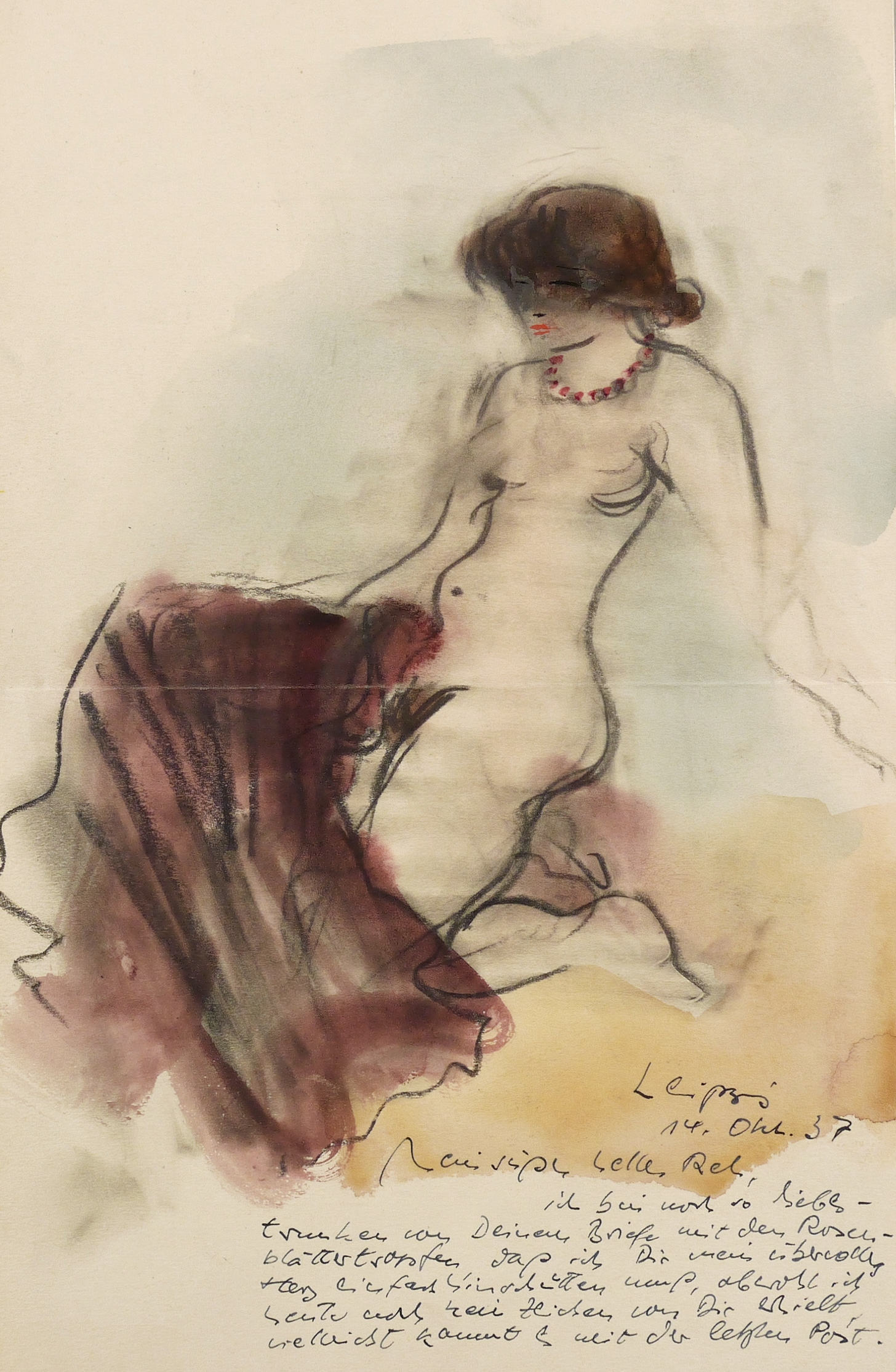 Kauernder Akt, heimlich liebkost