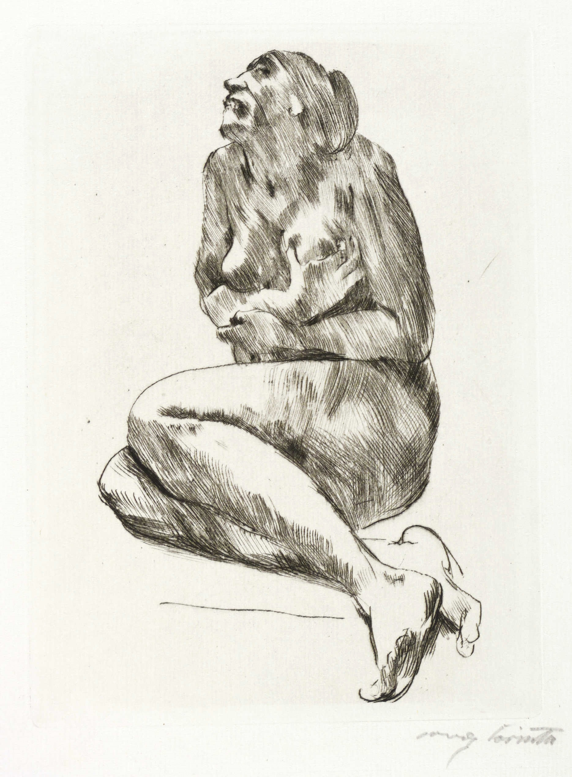 Kauernder weiblicher Akt