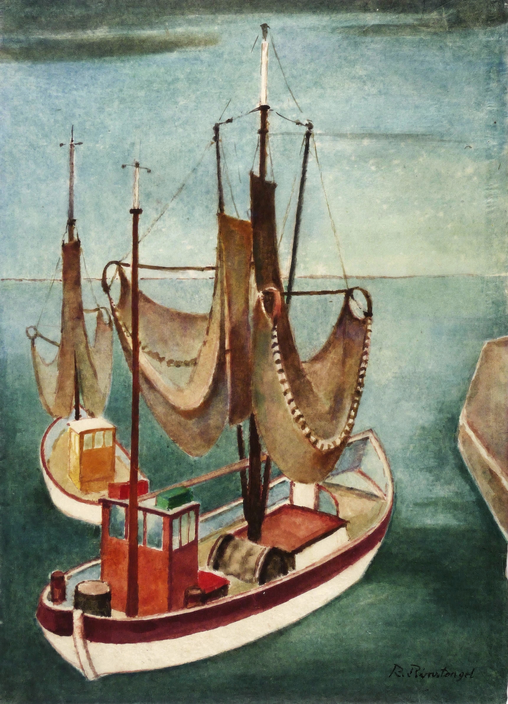 Richard Birnstengel, Krabbenkutter in der Nordsee, um 1930