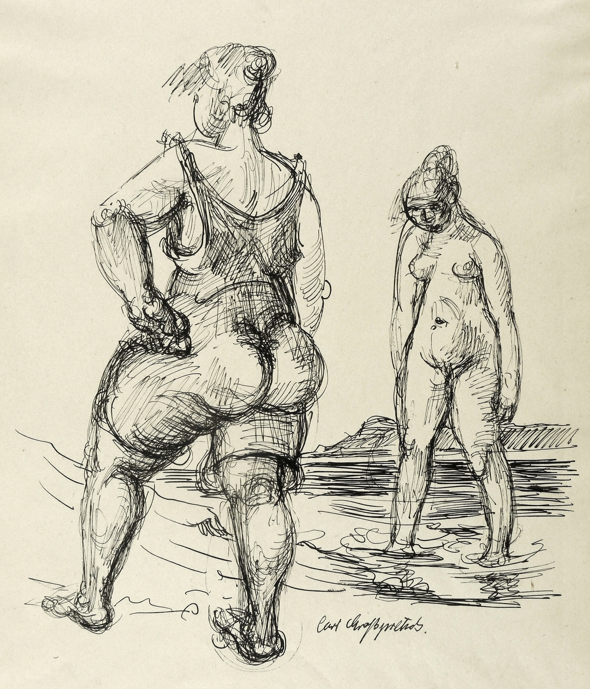 Curt Großpietsch, Zwei Badende, 1922