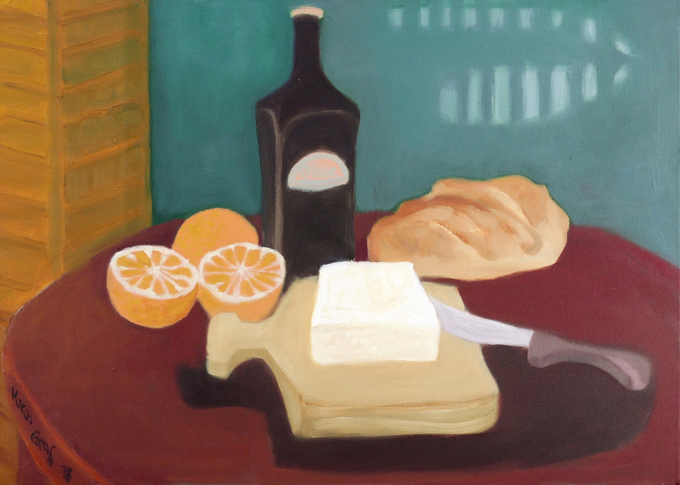 Stillleben mit Käse und Orangen Stillleben mit Käse und Orangen