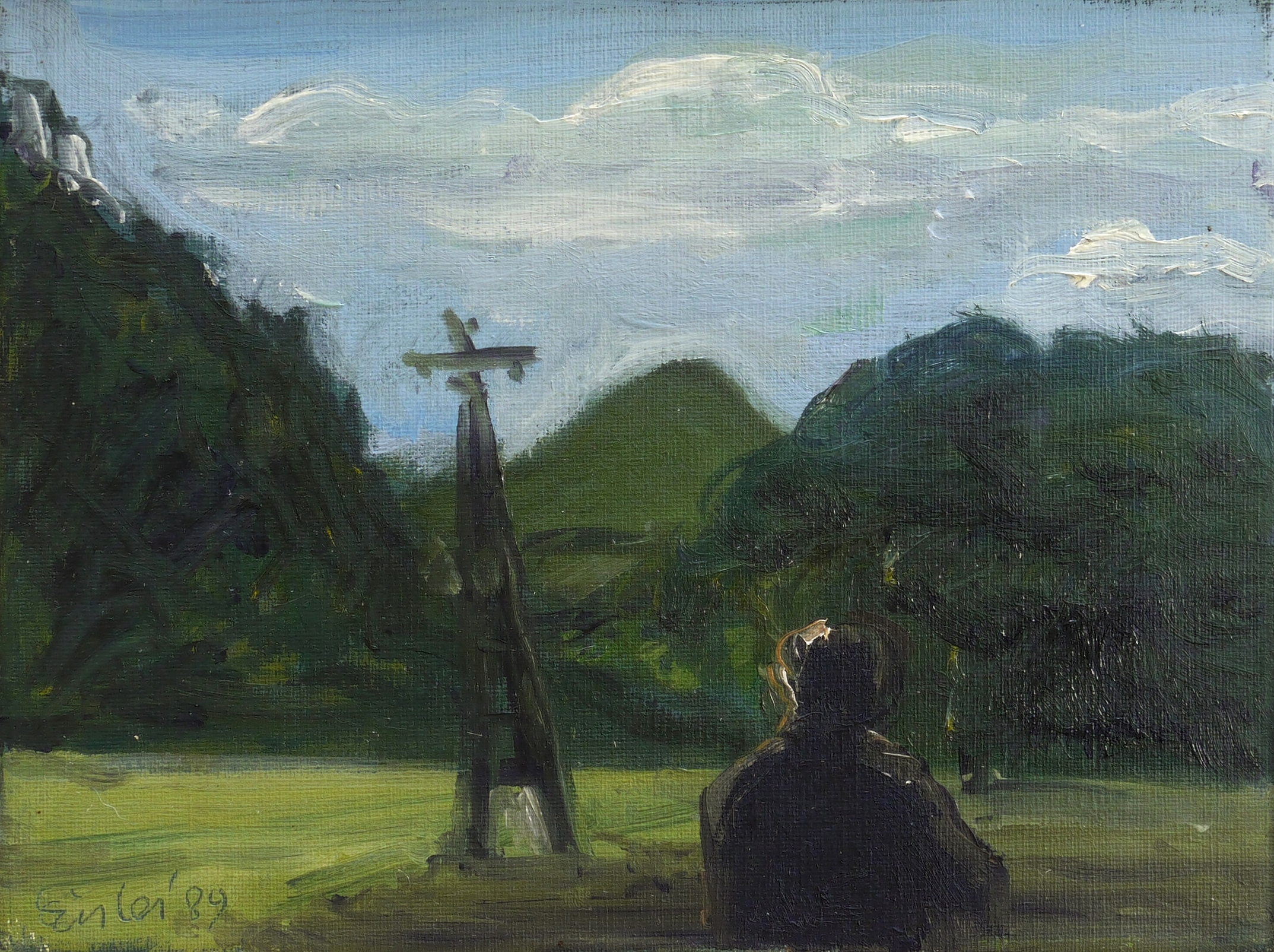 Georg Eisler, Landschaft mit Maler, 1989
