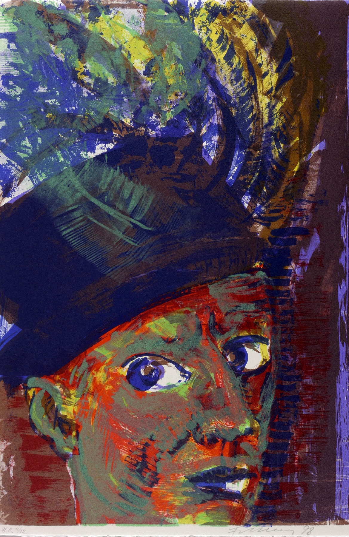 Selbst als Rembrandt mit Federhut