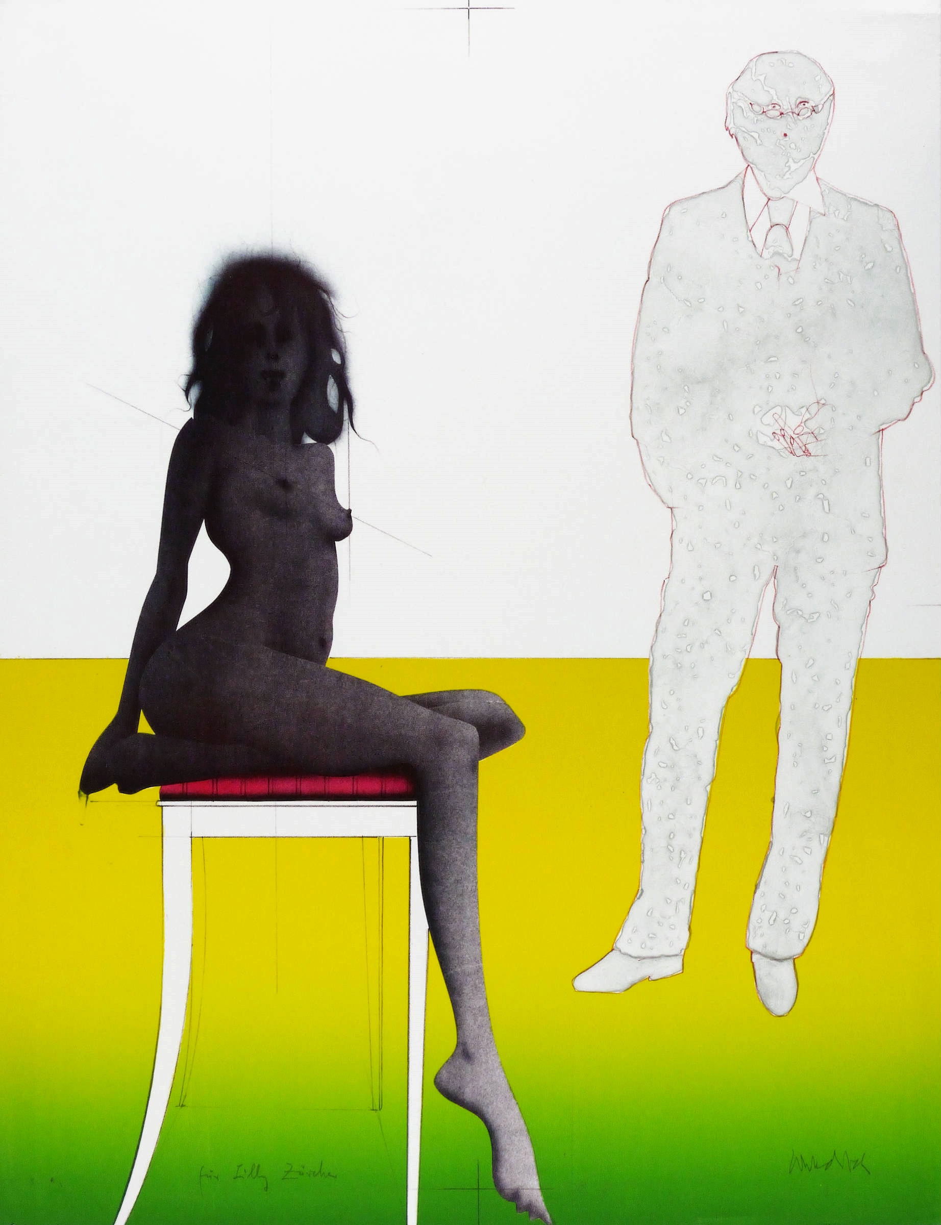 Paul Wunderlich, Selbst mit Modell, 1975