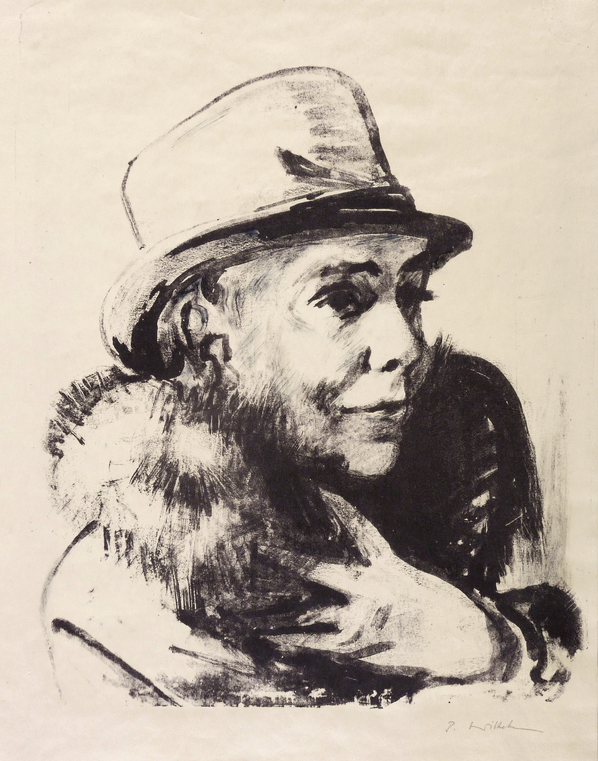 Marion mit Pelzstola und Hut