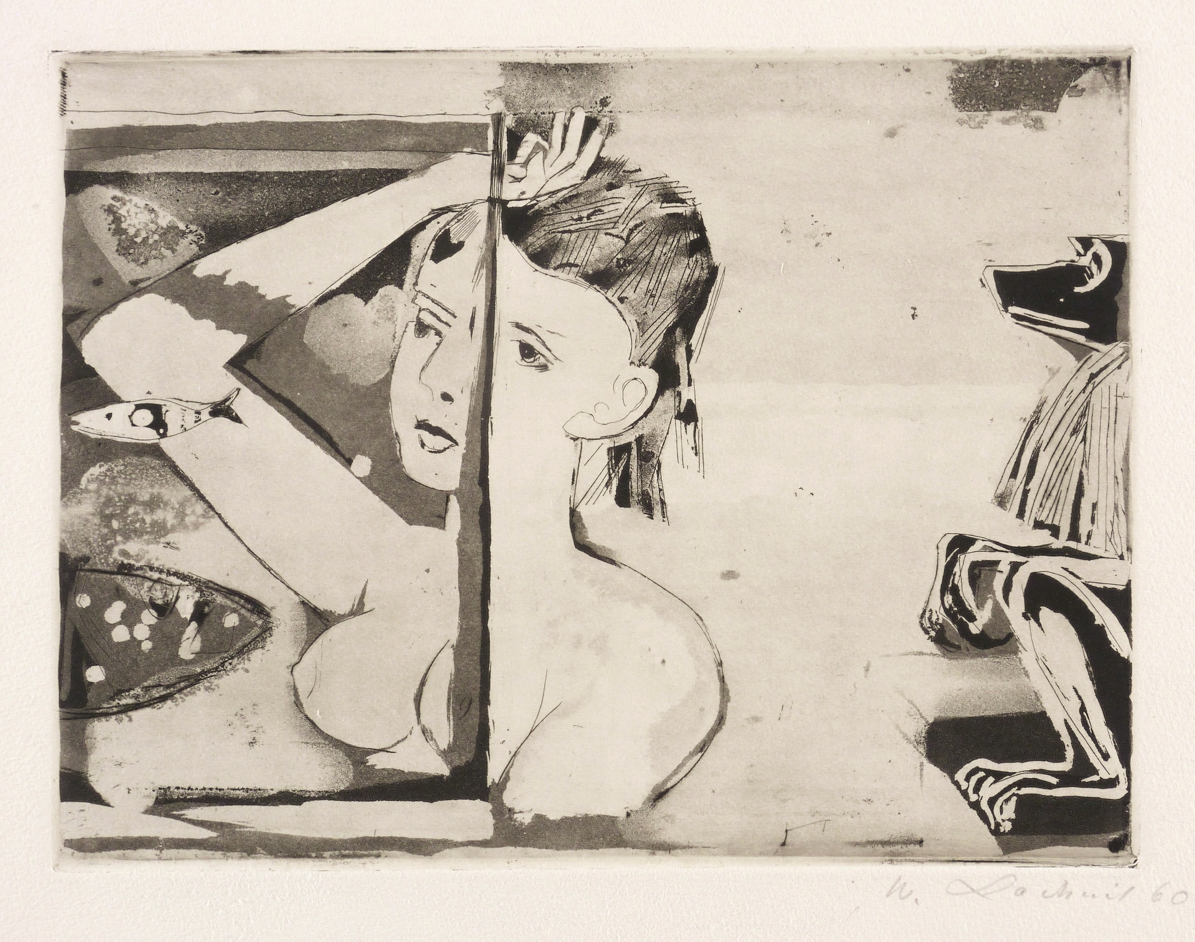 Halbakt mit Aquarium und Affe Halbakt mit Aquarium und Affe