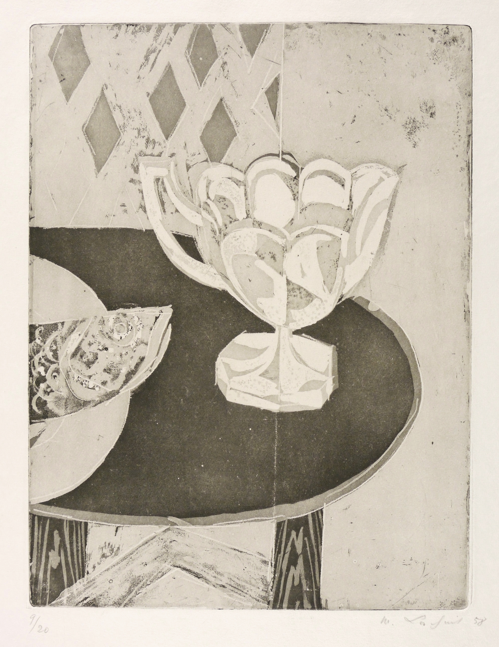 Kristallschale und Fischkopf Kristallschale und Fischkopf