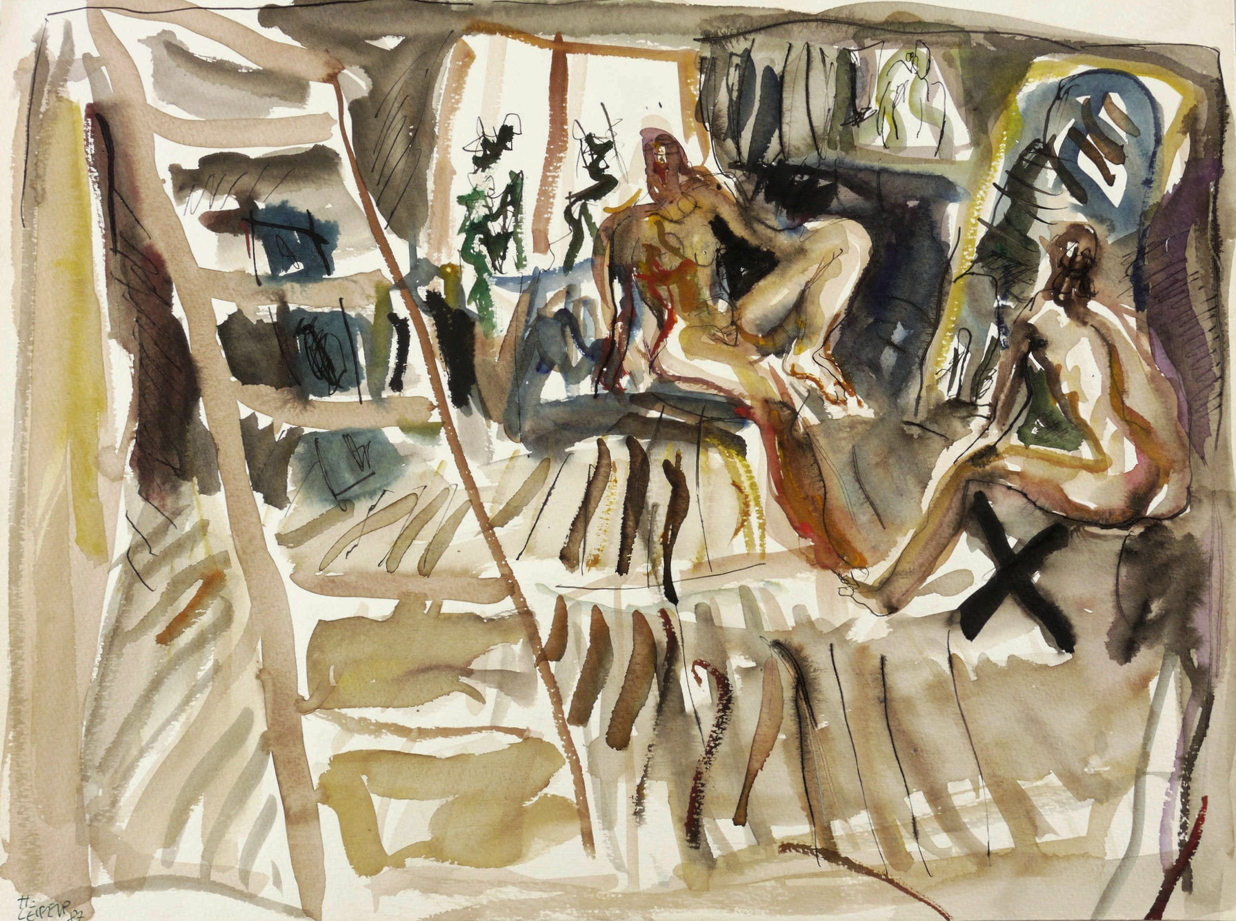 Zwei Aktmodelle im Atelier