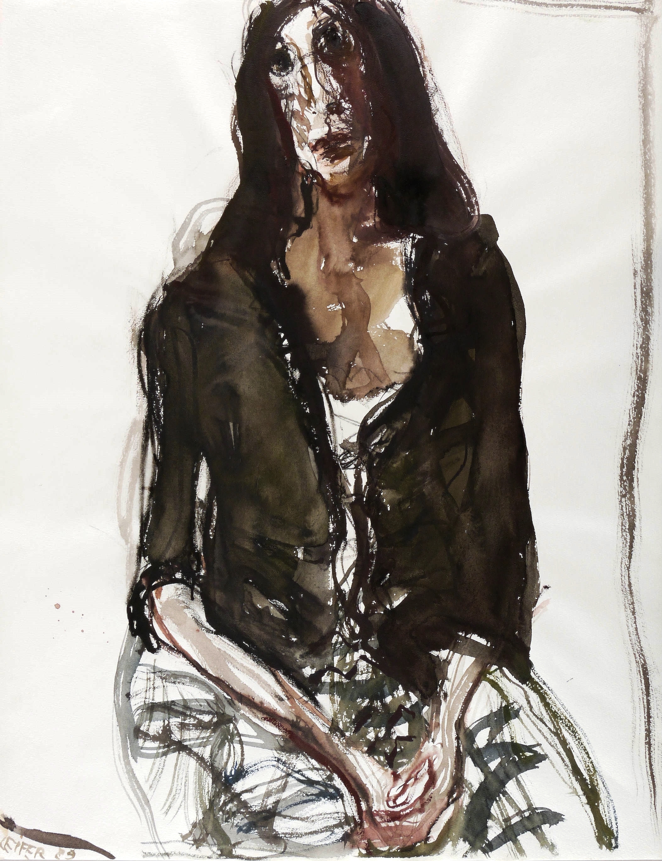 Sitzende mit gefalteten Händen