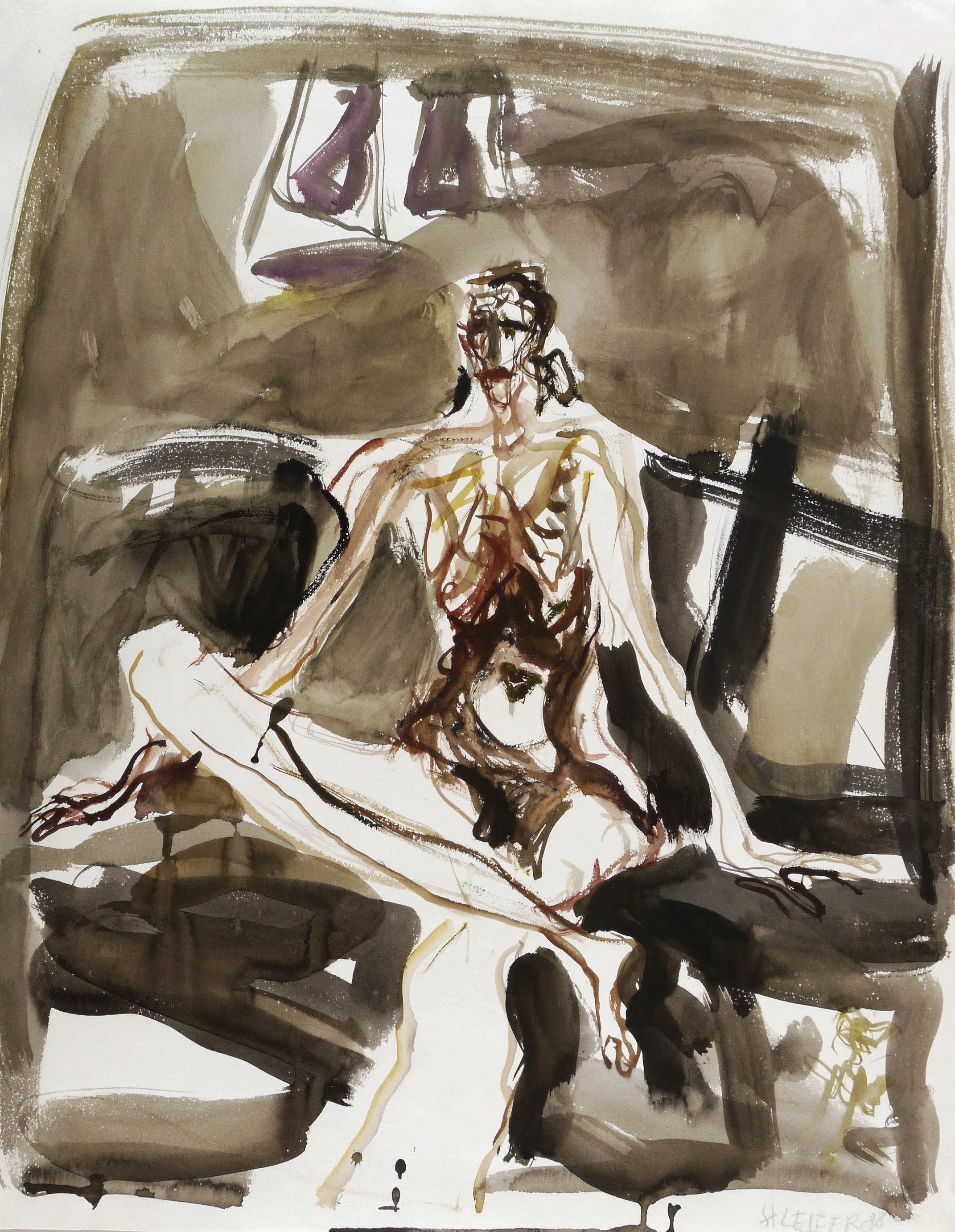 Akt im Schneidersitz