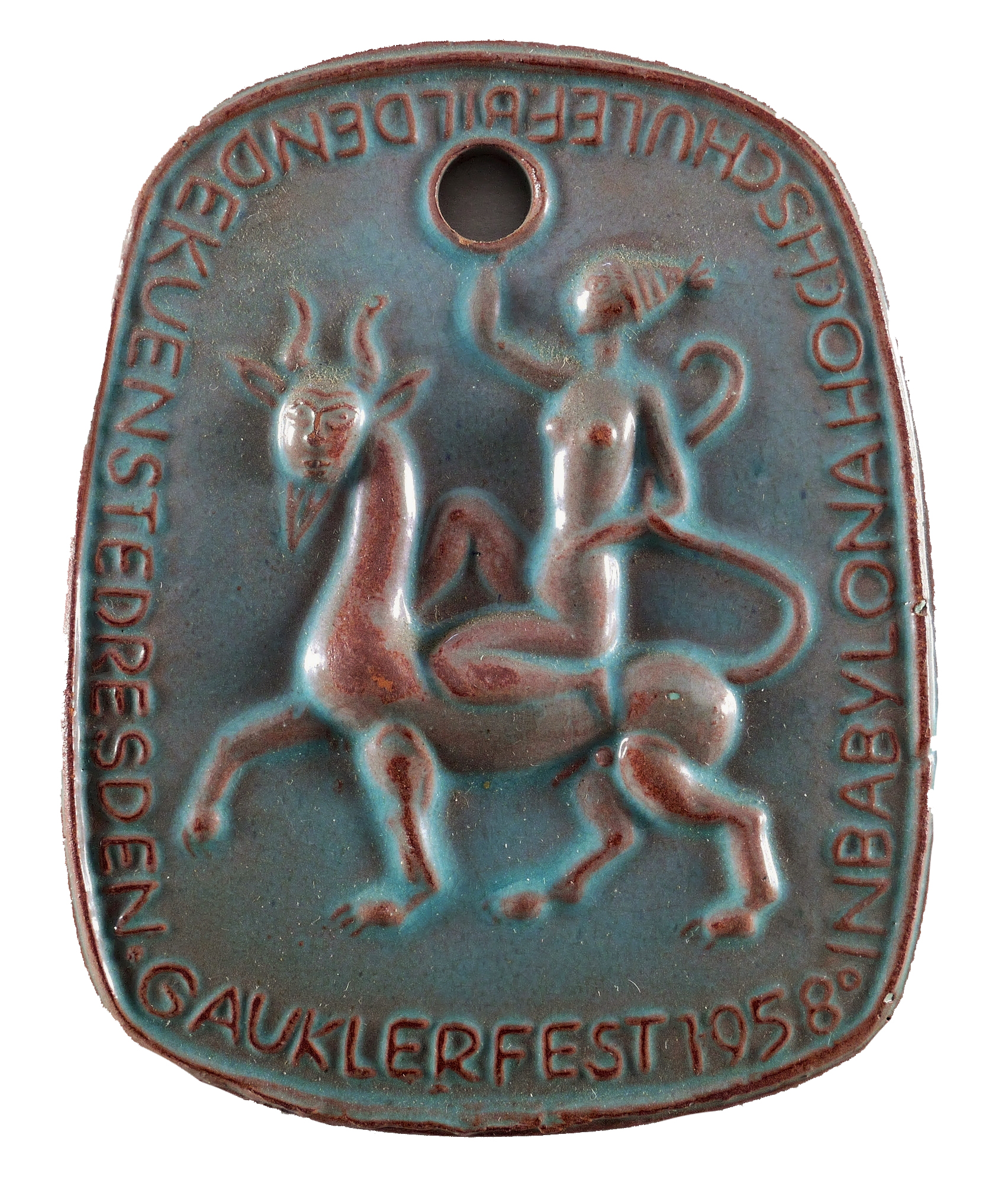 Herbert Naumann, Dame auf gehörntem Drachen reitend, 1958